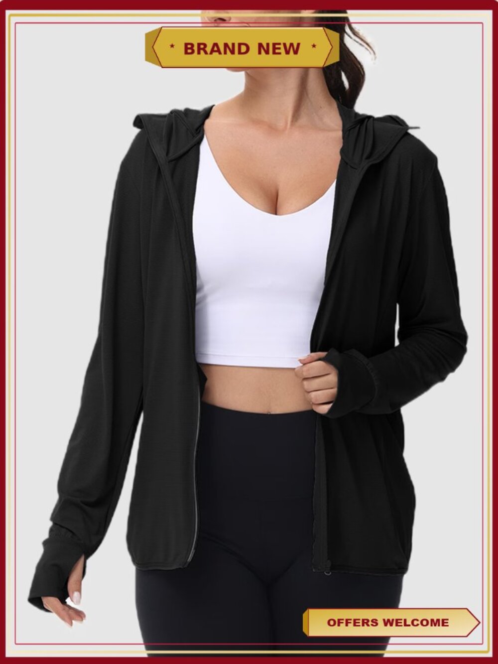 Women's Lightweight Hoodie Jacket Full Zip Athletic Hiking Outdoor Sweatshirt